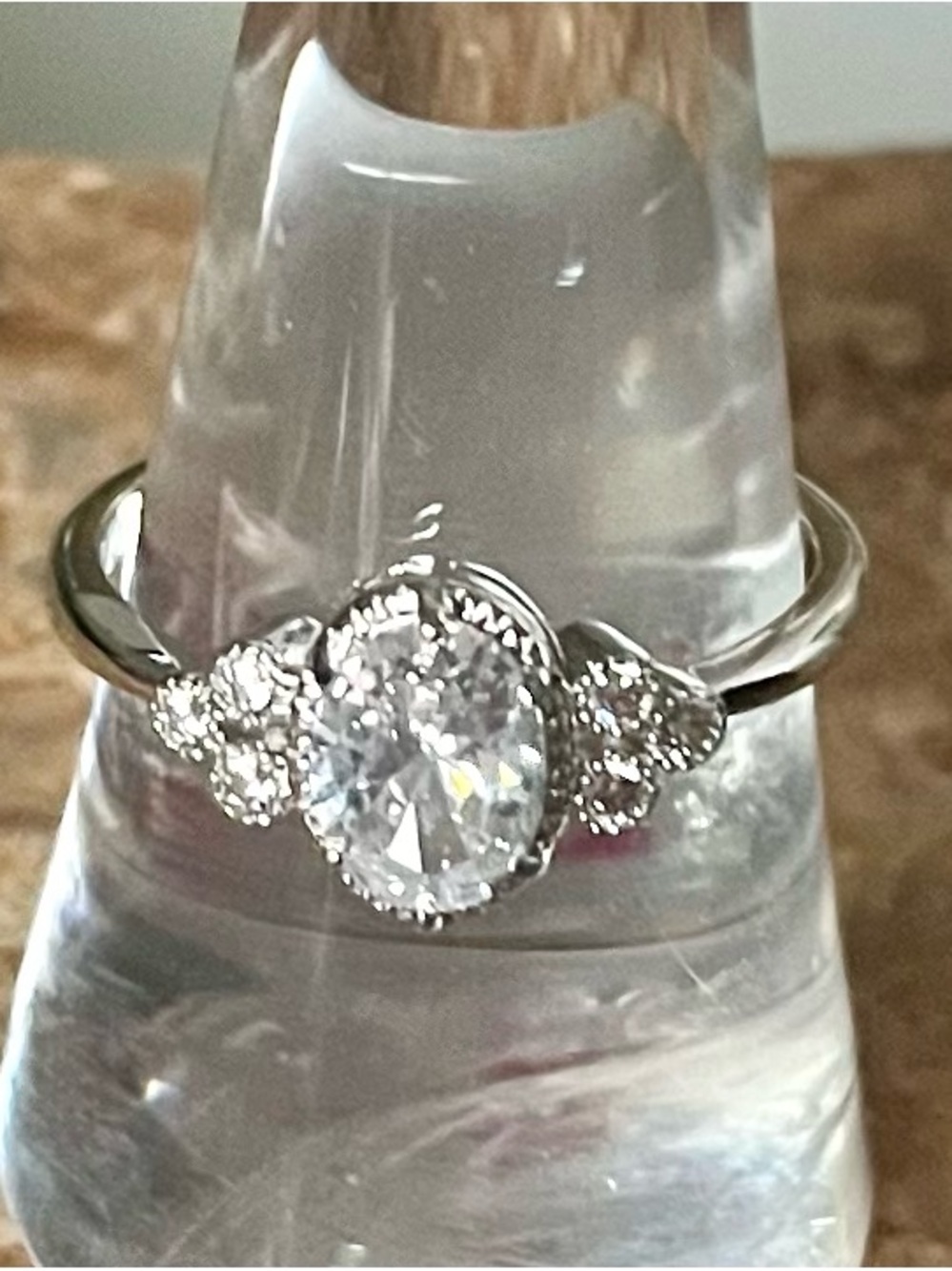 BP Retro RBP2305 White Topaz on Rhodium Ring HTF